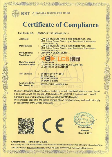 CE EMC certificate for LL0101 LED linear light