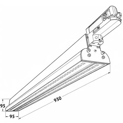 White SOLO-L LL1613 high lumen dual-tube track linear dimensions L930xW95xH95mm