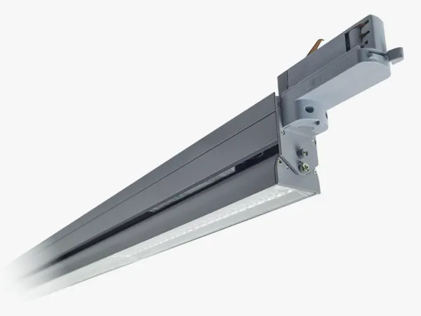 White SOLO-L LL1613 dual-tube track linear side view with tubes tilted ±90° for aisle