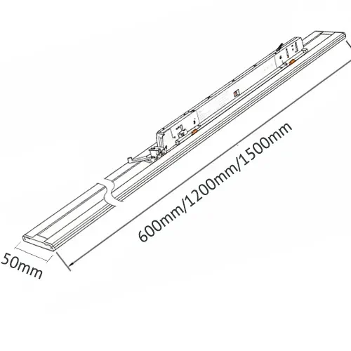 Dimension drawing of W50 TRON-N LL1617 selectable linear track light L600 L1200 L1500