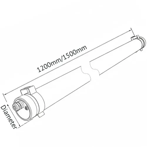 DURA-P SF01 tubular light dimensions drawing 1200mm length