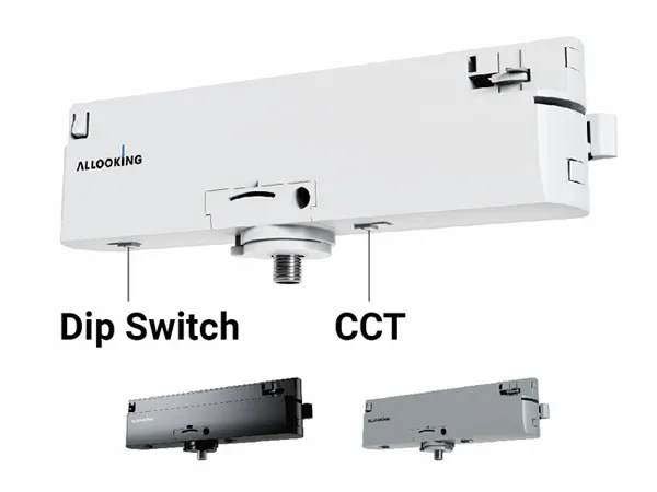 Driver adaptor rel VUE-3 dengan sakelar DIP dan keterangan pemilihan CCT