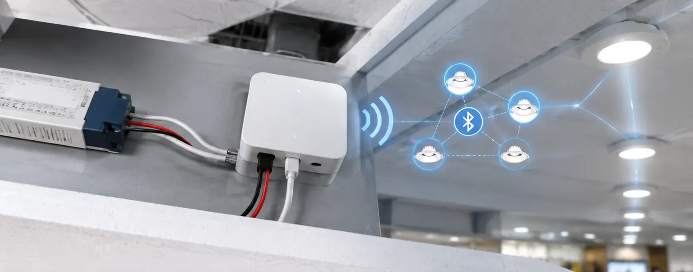 Compact gateway keeping DALI drivers inside a Bluetooth lighting network