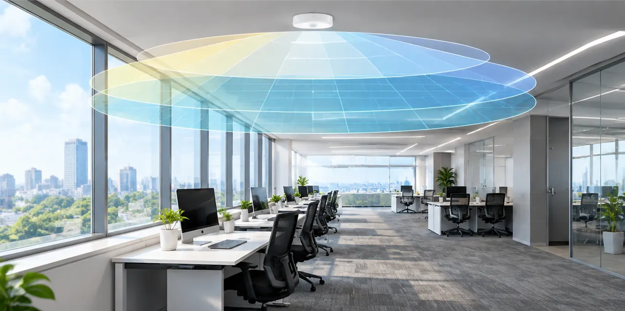 Daylight harvesting sensor for commercial lighting with occupancy and lux zoning for office