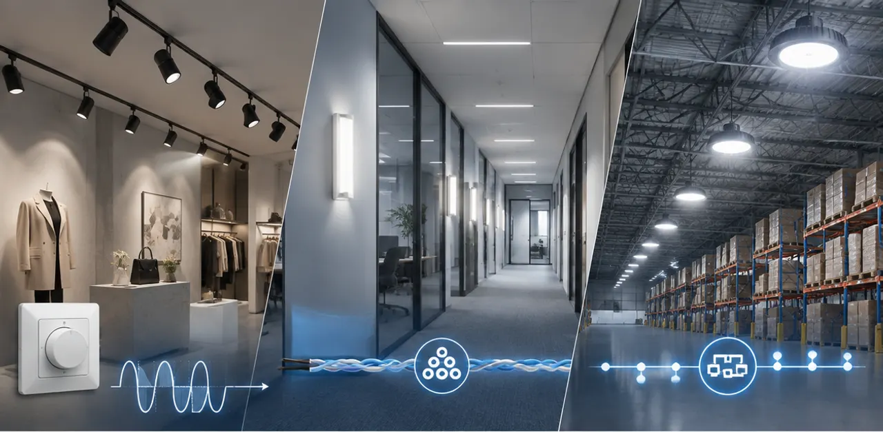 TRIAC vs 0-10V vs DALI dimming guide for commercial lighting