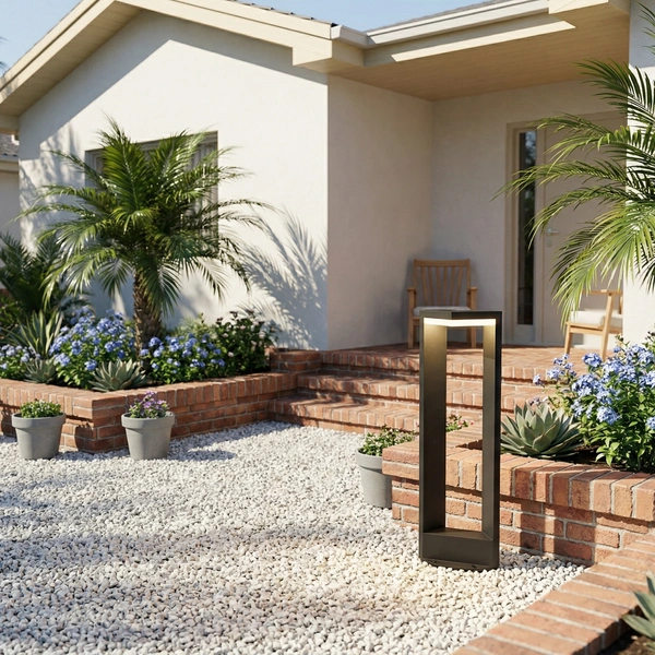 CORN-H aluminum LED path bollard for villas, Sand Black compact head