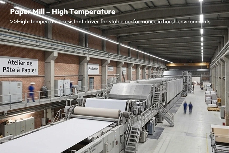 FORT-A high-temperature linear high bay in paper mill