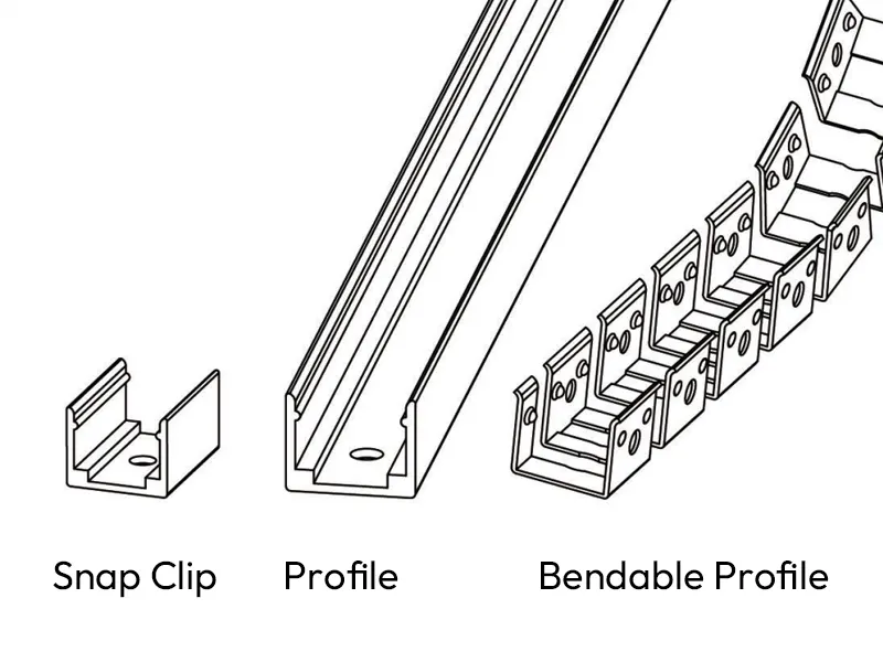 NEON-1010 screw clip aluminum and bendable channels