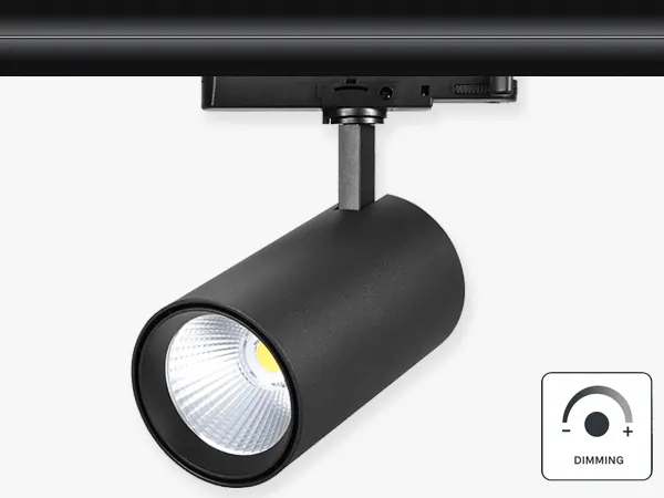Faretto a binario LED VUE-K con CCT selezionabile e dimmerazione a manopola