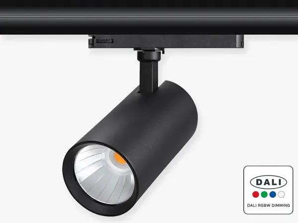 Faretto a binario LED RGBW DALI VUE-R per punti vendita