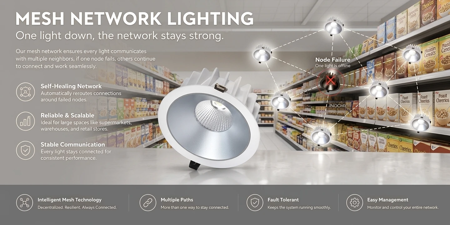 BLE Mesh network architecture linking 4000 nodes across retail floors